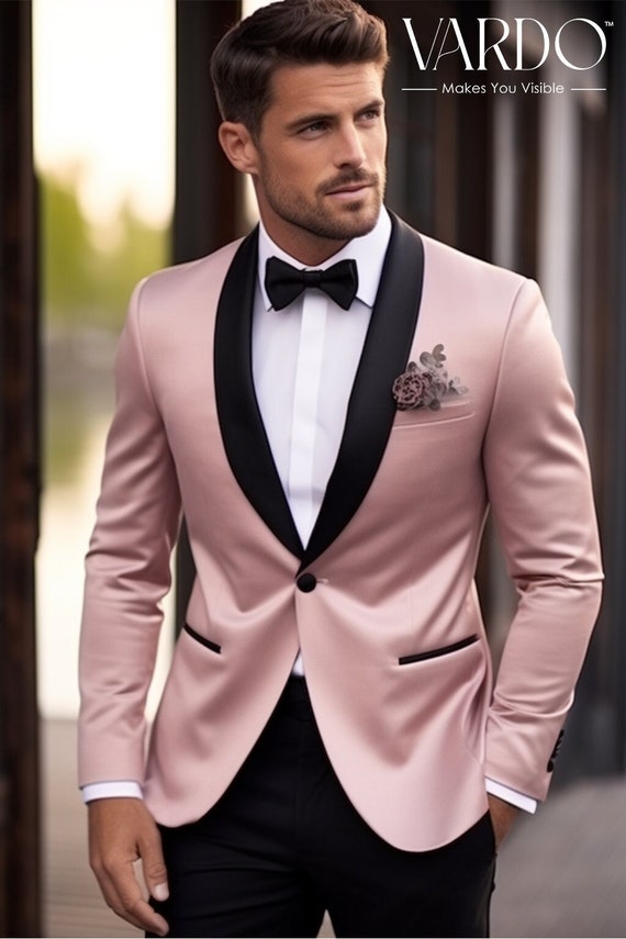 Elegant Light Pink Tuxedo Jacket for Men Formal Wedding, Prom, and