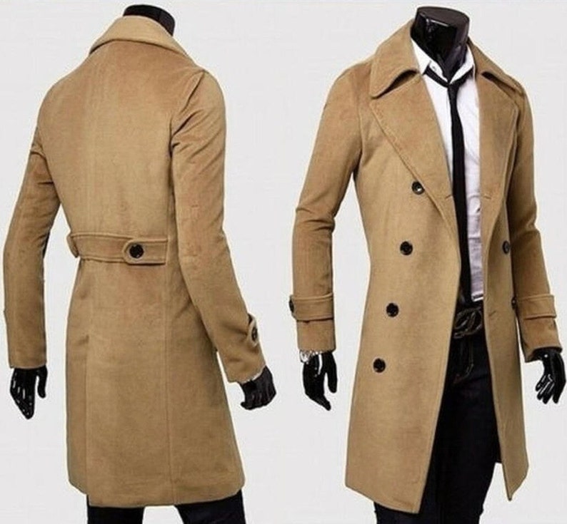 Mens Winter Coat Double Breasted Trench Coat Long Trench - Etsy