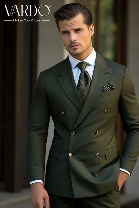 Olive green hotsell double breasted blazer