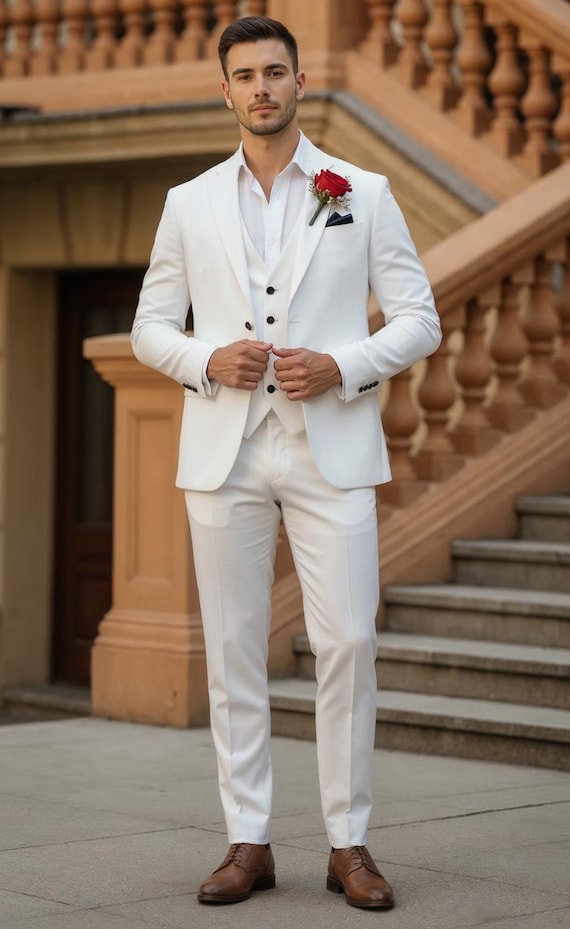 white linen dress suit White Linen Three Piece Suit - Custom Tailored European Flax
