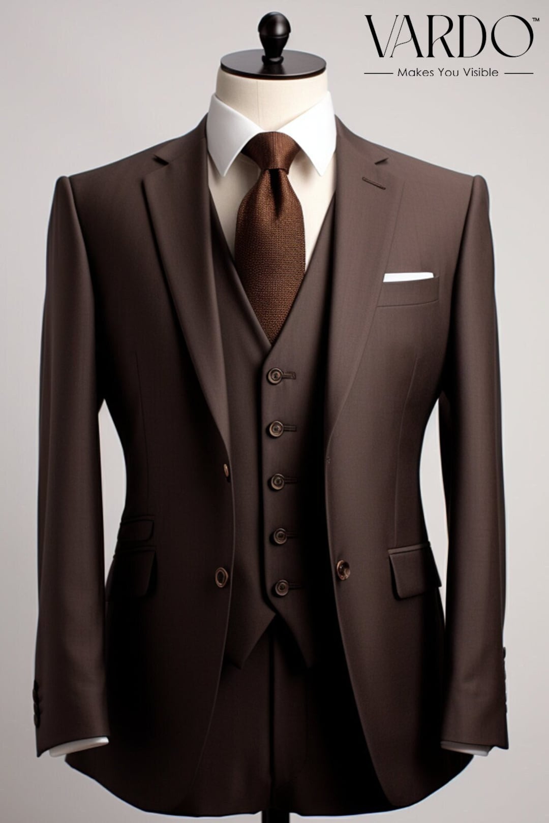 Sophisticated Formal Chocolate Brown Two Piece Suit for Mentailored