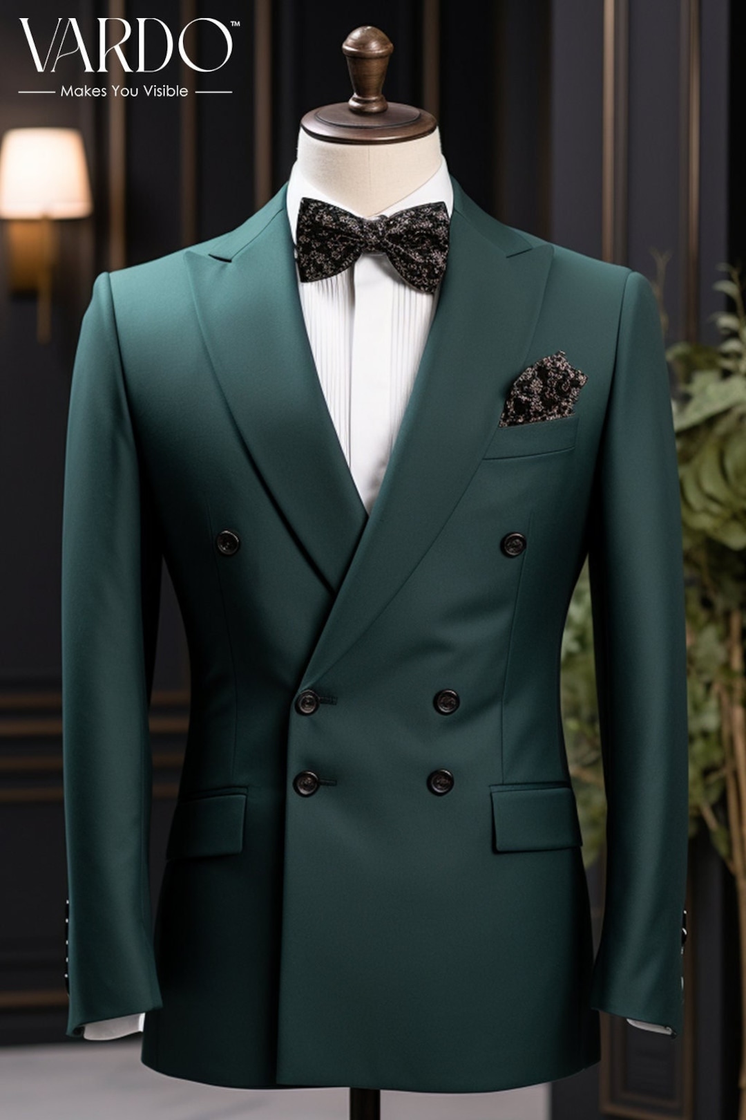 Classic Teal Doublebreasted Suit for Men Elegant Formalwear, Perfect