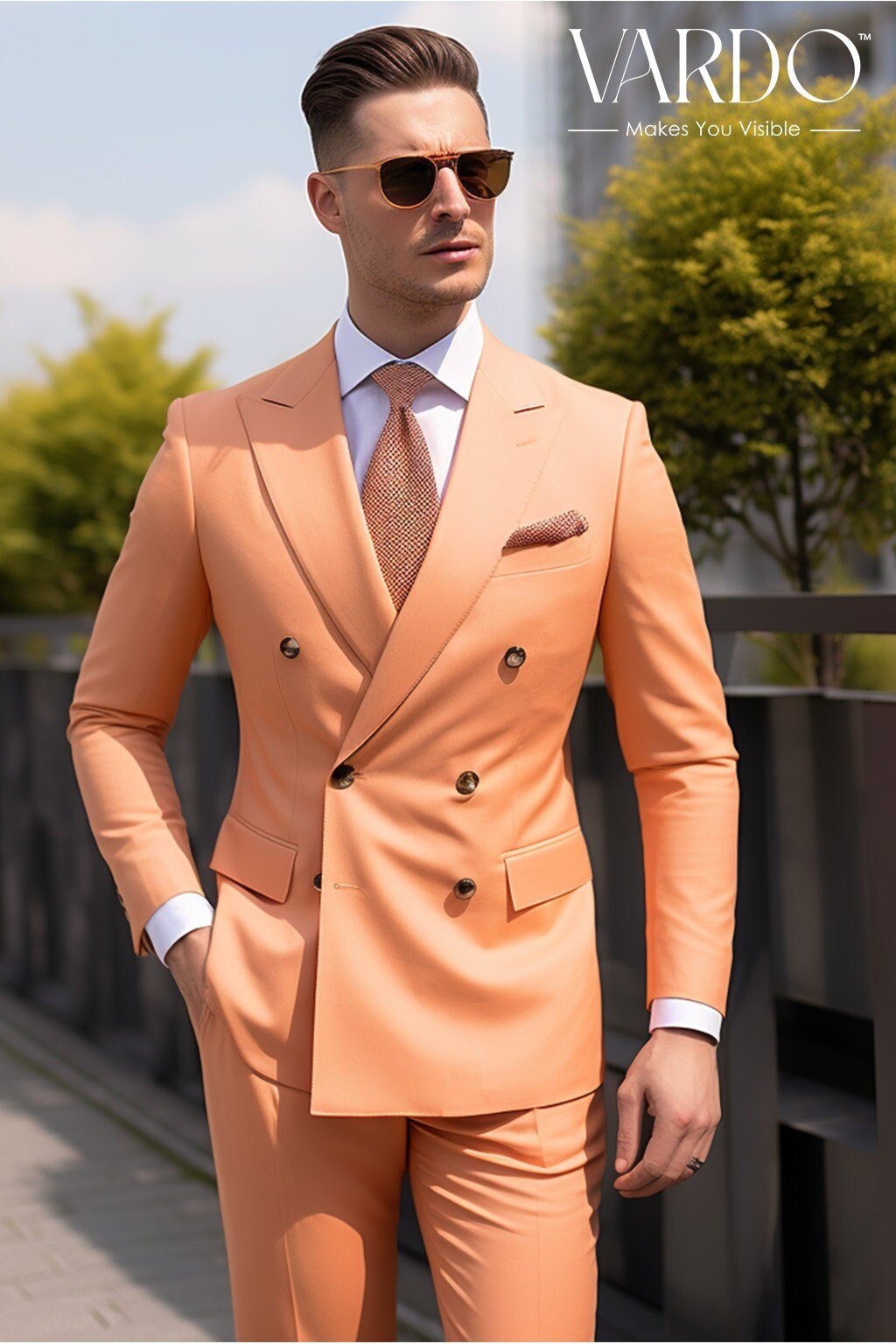 BURNT ORANGE 2 PIECE SLIM FIT SUIT – VARDO