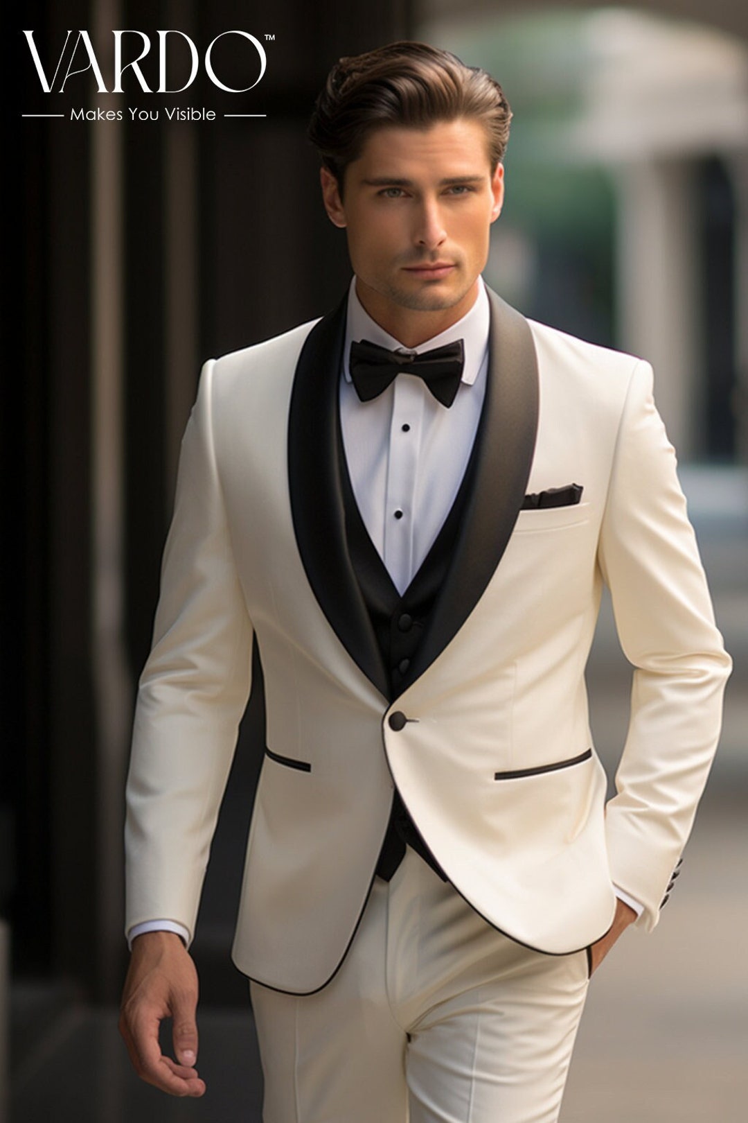 Classic Ivory Tuxedo Suit for Men Timeless Elegancetailored Suit the