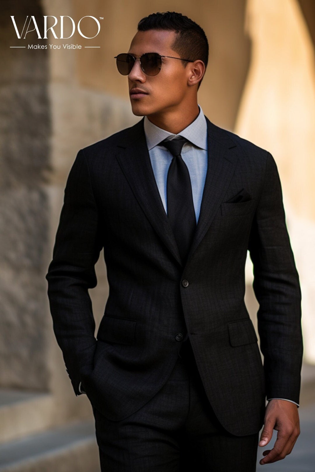 Executive Classic Fit  Two Piece Suit Color Solid Black main image 1