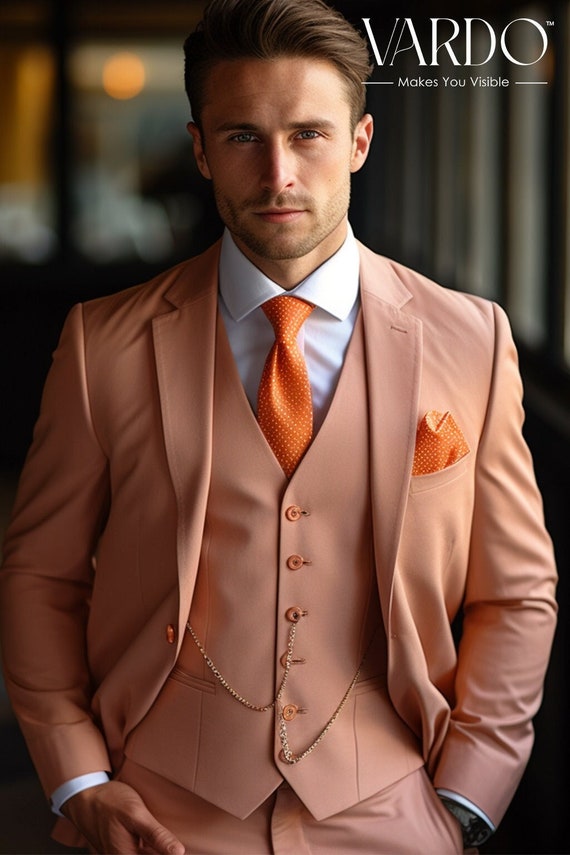 Product#JA57928 Bright Orange Suit With Pants - Light Orange