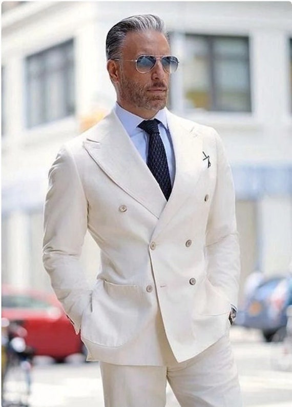 Men Suitssuits for Men Beige Double Breasted Suit Wedding Etsy UK