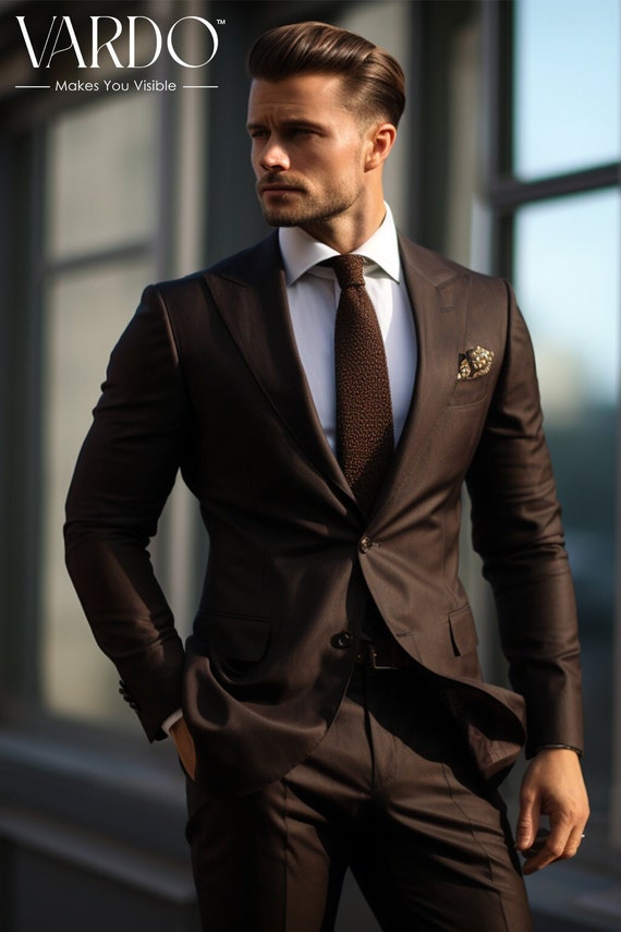 Multitude 6X Dark Brown Textured Formal Suit - Czar