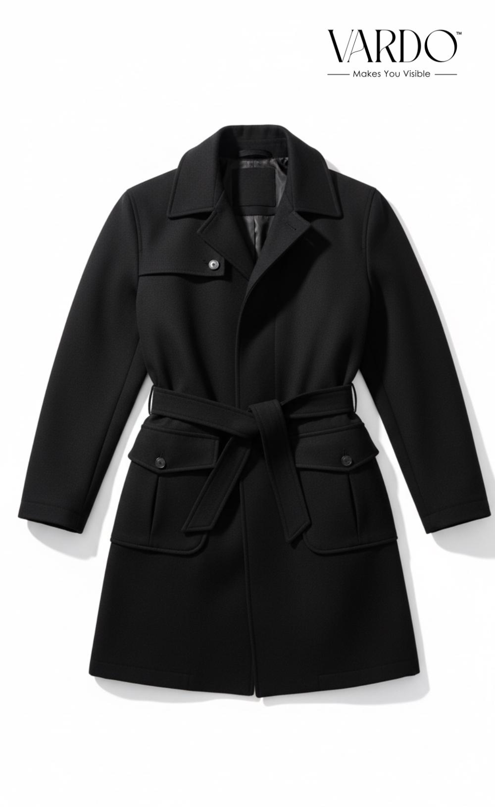 Men's Black Pure Wool Belted Trench Coat – the Rising Sun Store X