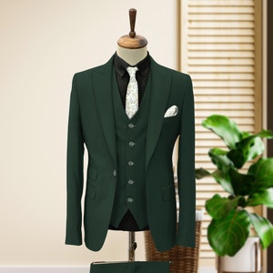 GREEN WEDDING three piece suits for men - wedding groom suit - elegant green suit