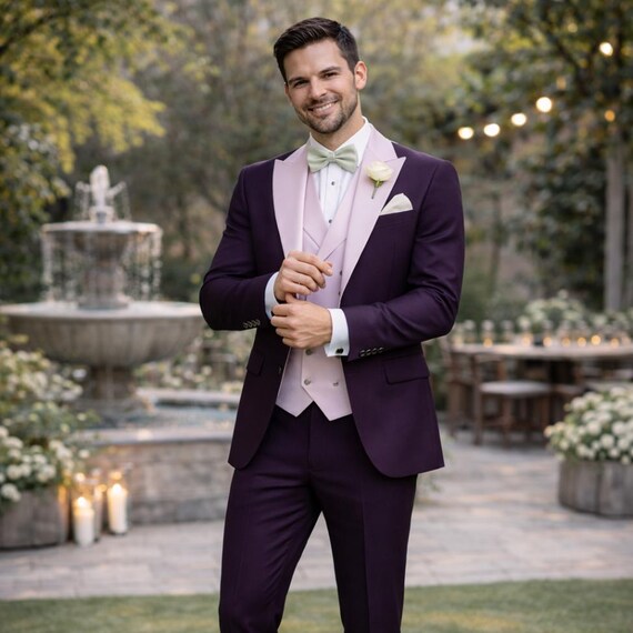 dark purple color dress for men Art Silk Readymade Indowestern In Purple Color