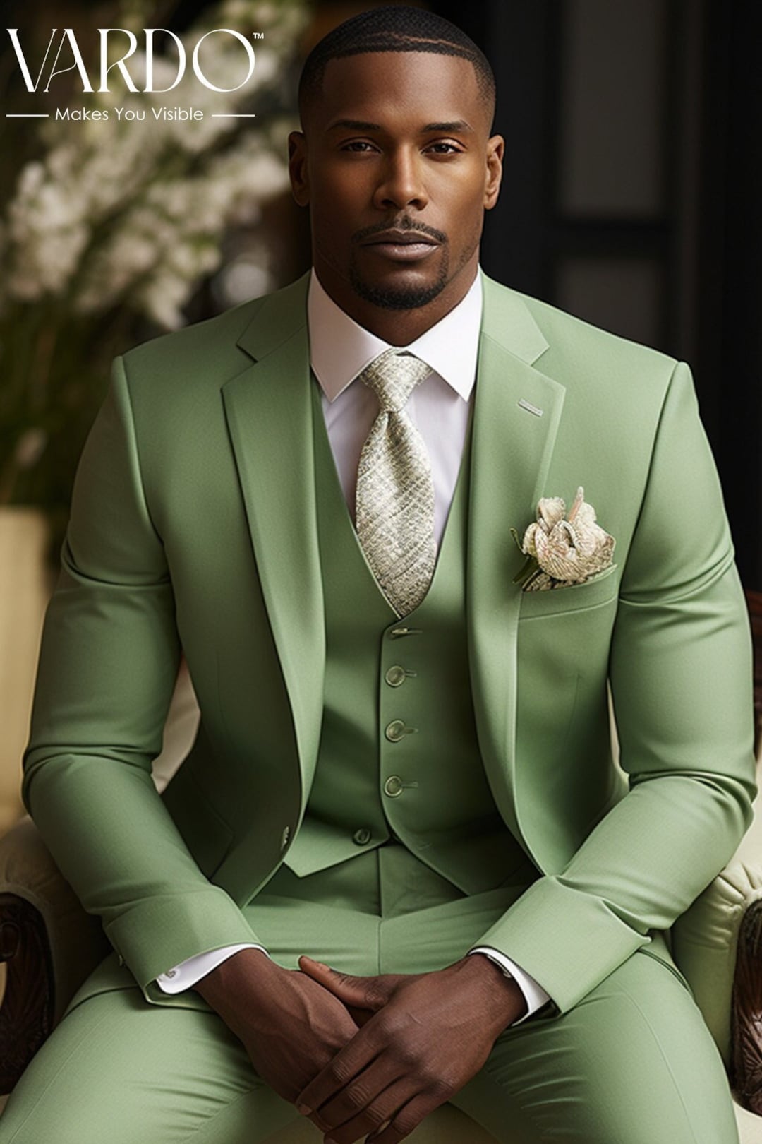 Premium Men's Honey Dew Green Three Piece Suit tailored Fit, the Rising