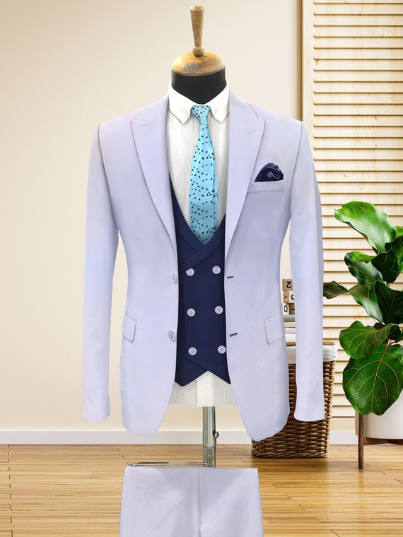 Buy Blue Men 2 Piece Suits Set Wedding Tuxedo Businessman Date Night  Groomsmen Suit for Men Online in India - Etsy
