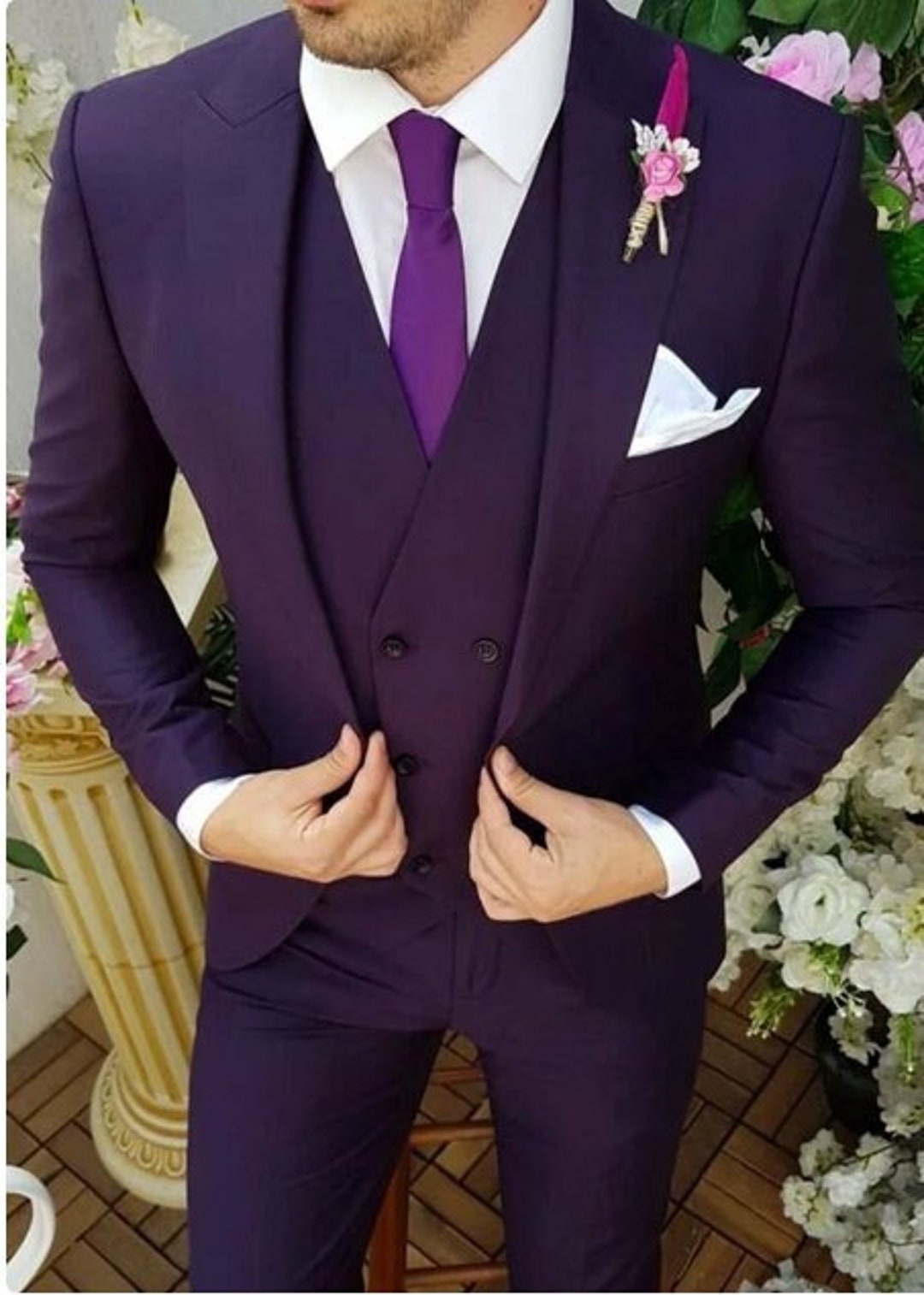 Men Suits, Suits for Men Purple 3 Piece Tuxedo Wedding Suit/ Formal