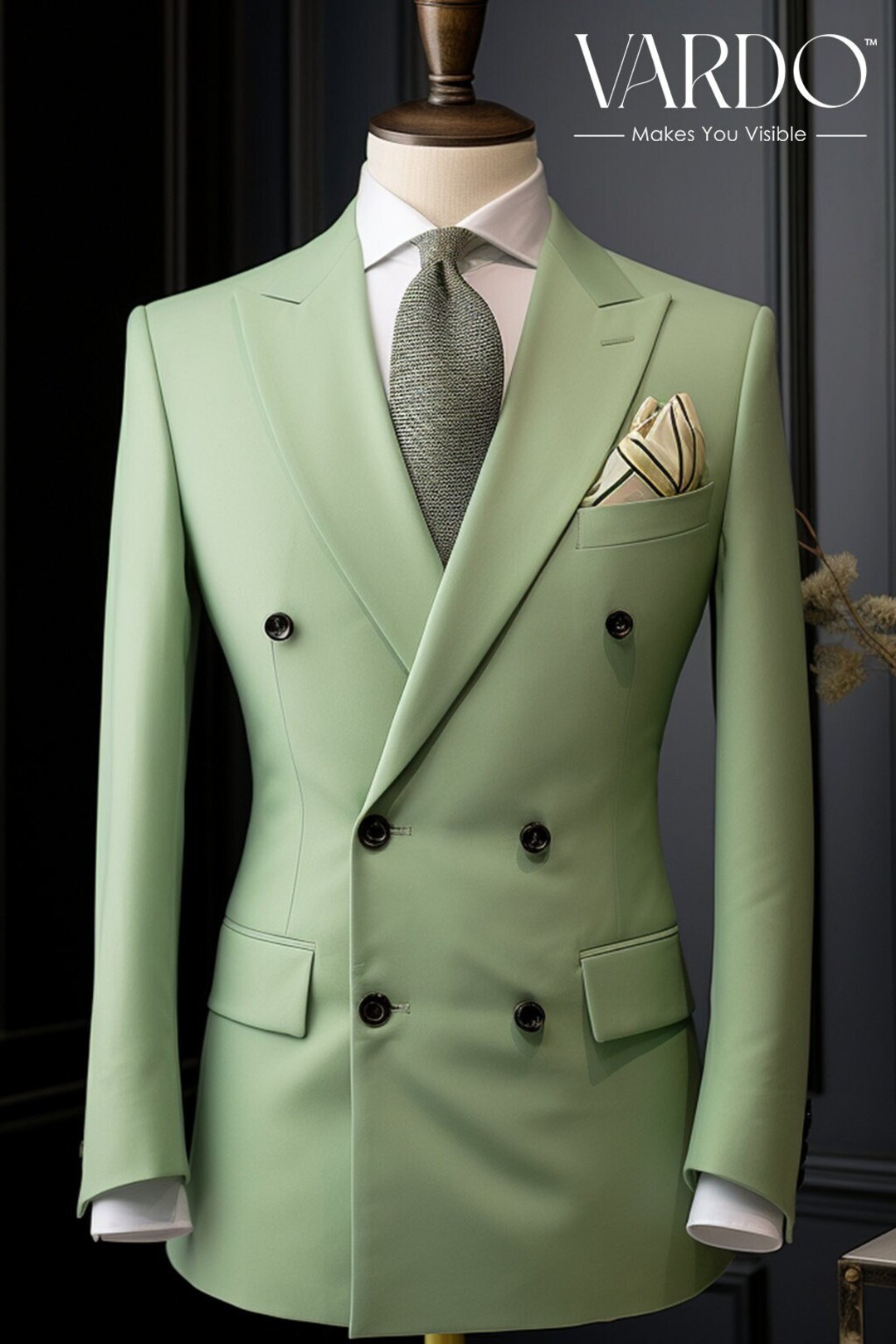Mint green double breasted suit cheap