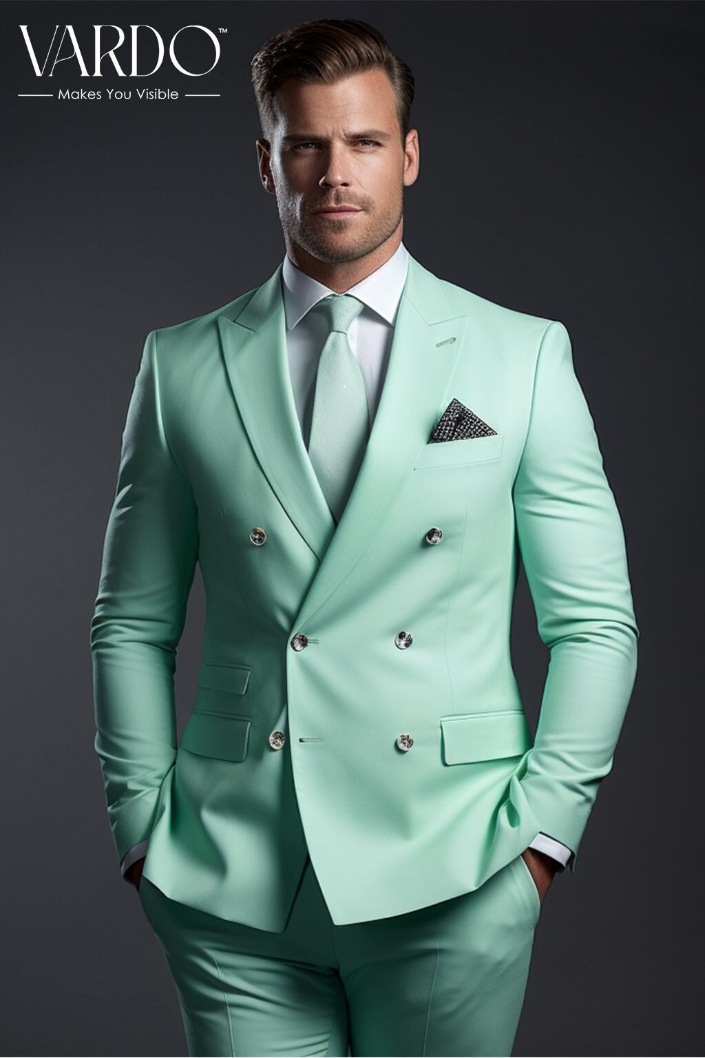 Mint green double breasted clearance suit
