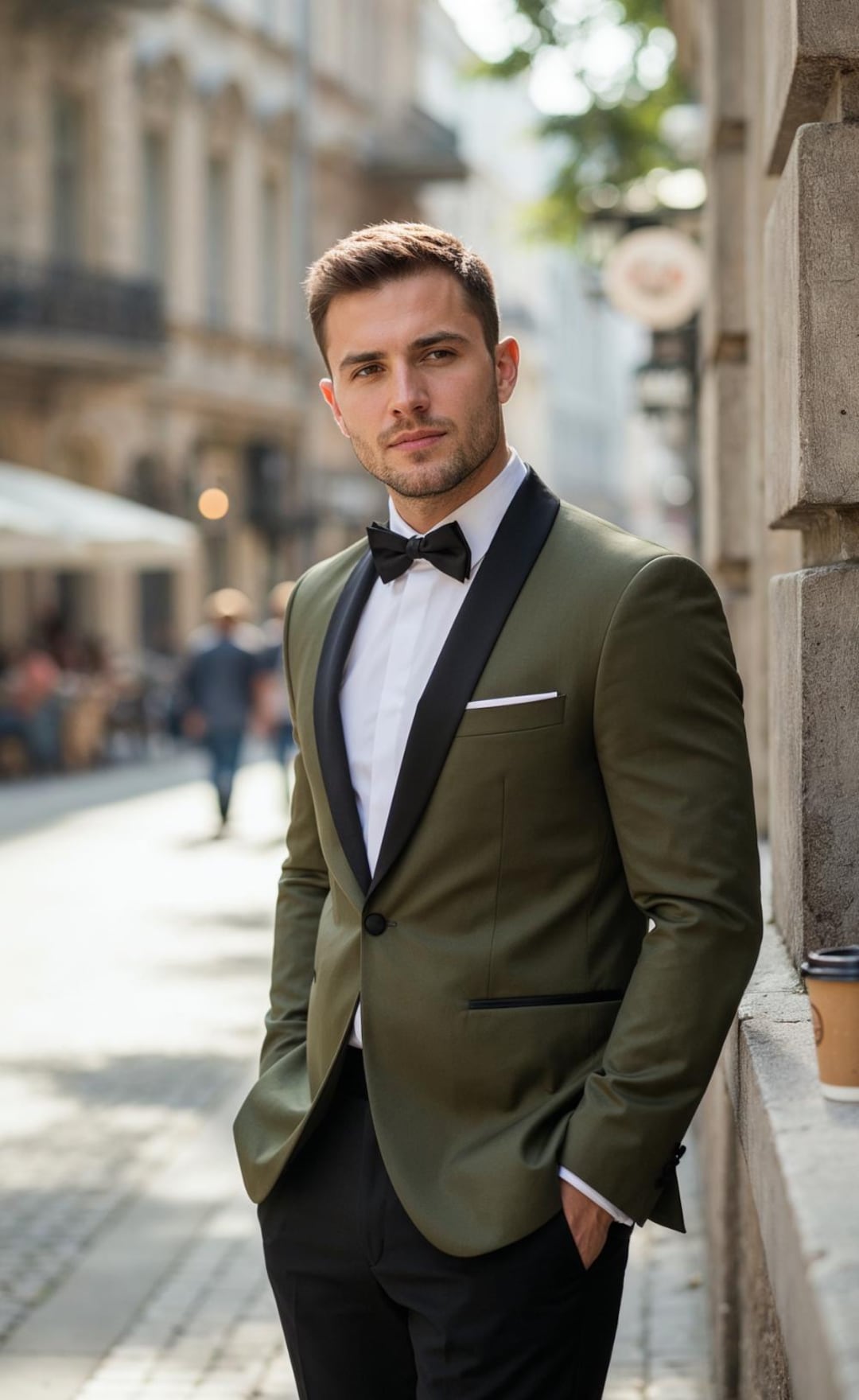Men's Khaki Green Tuxedo With Black Pants, Modern Slim Fit Suit - Etsy