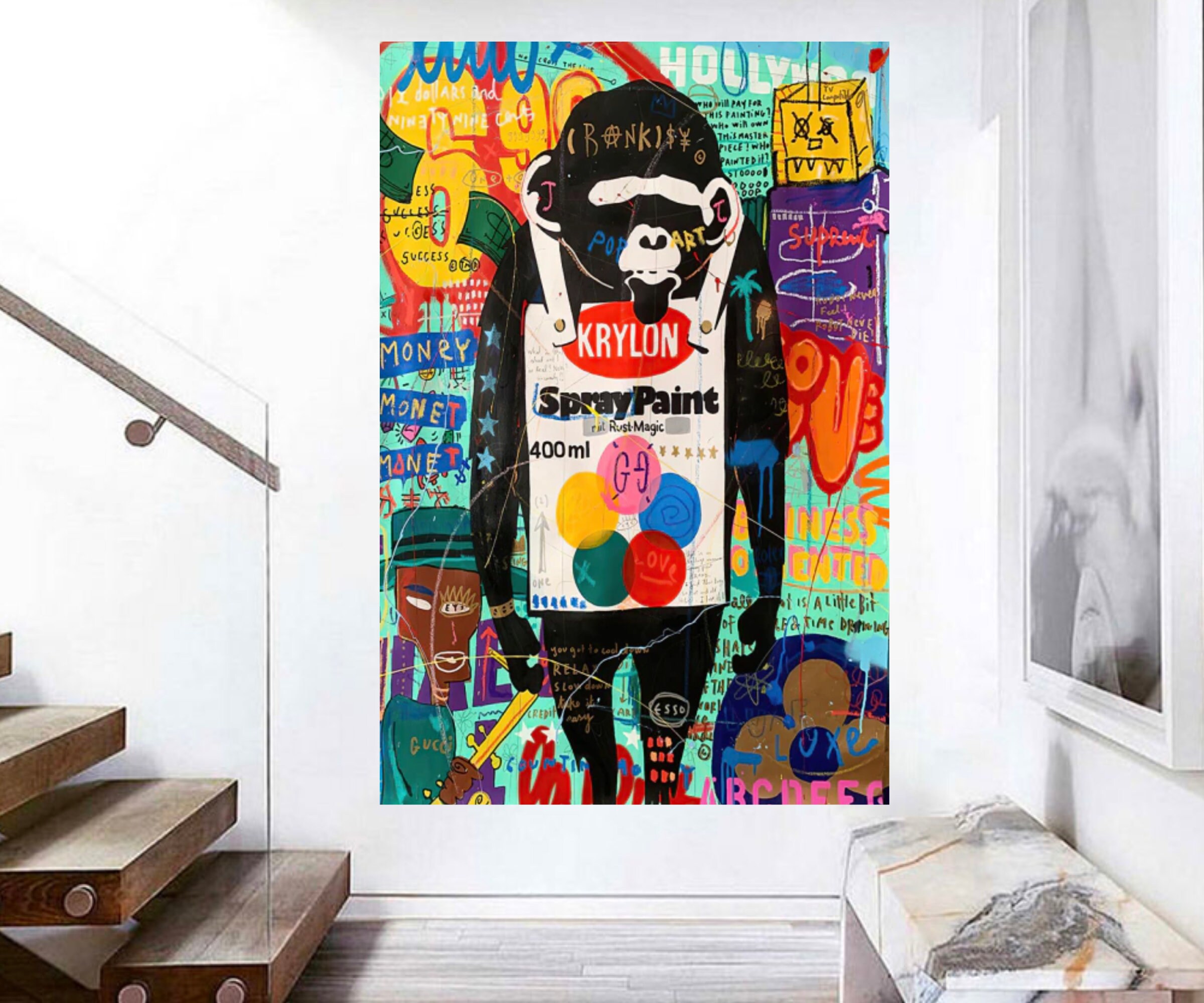 Graffiti, Pop Art, Modern Unique Paint , Cool Painting, Portrait, Wall Decor, Gift, Colourful Paint,