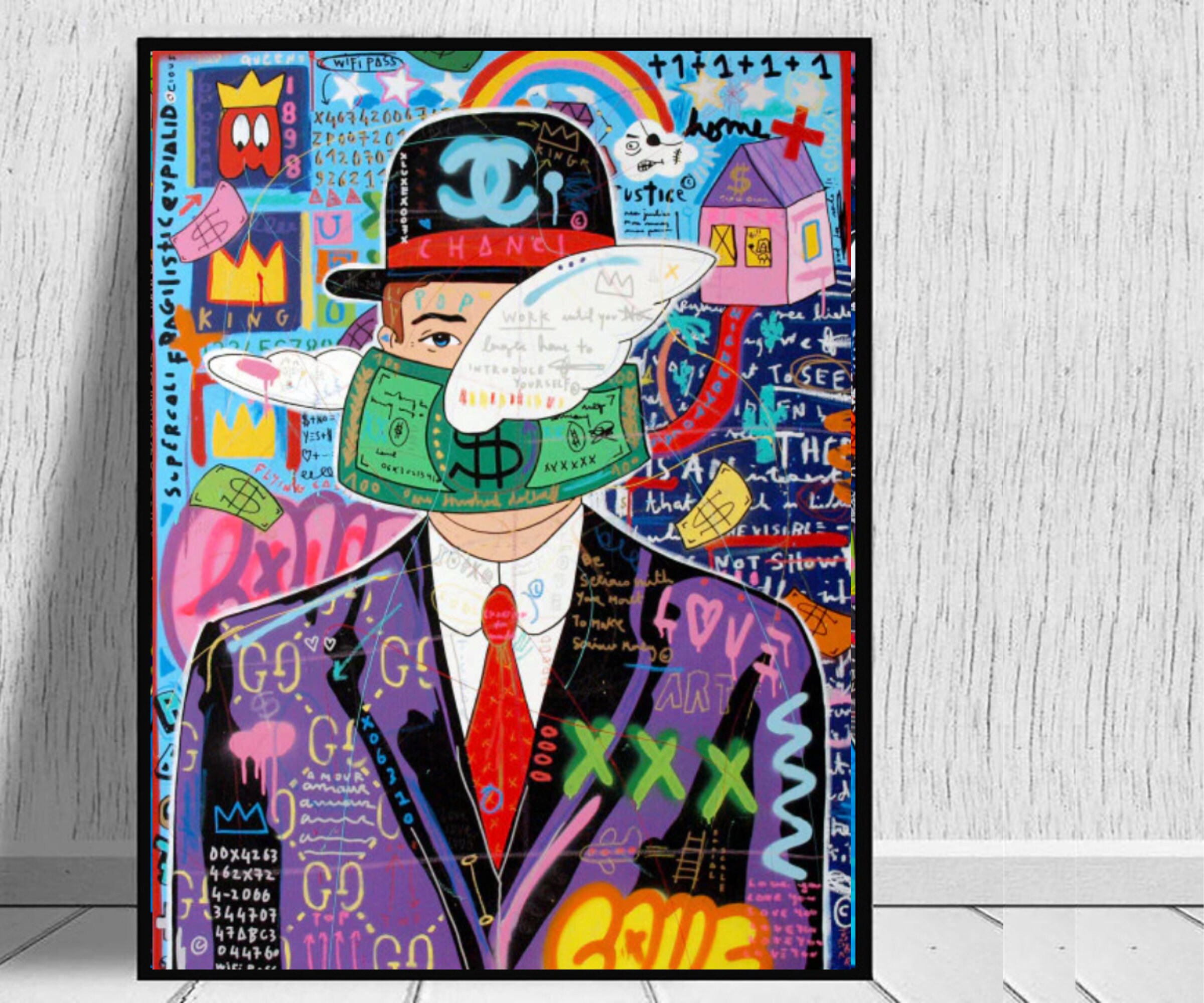 Graffiti, Pop Art, Modern Unique Paint , Cool Painting, Portrait, Wall Decor, Gift, Colourful Paint,