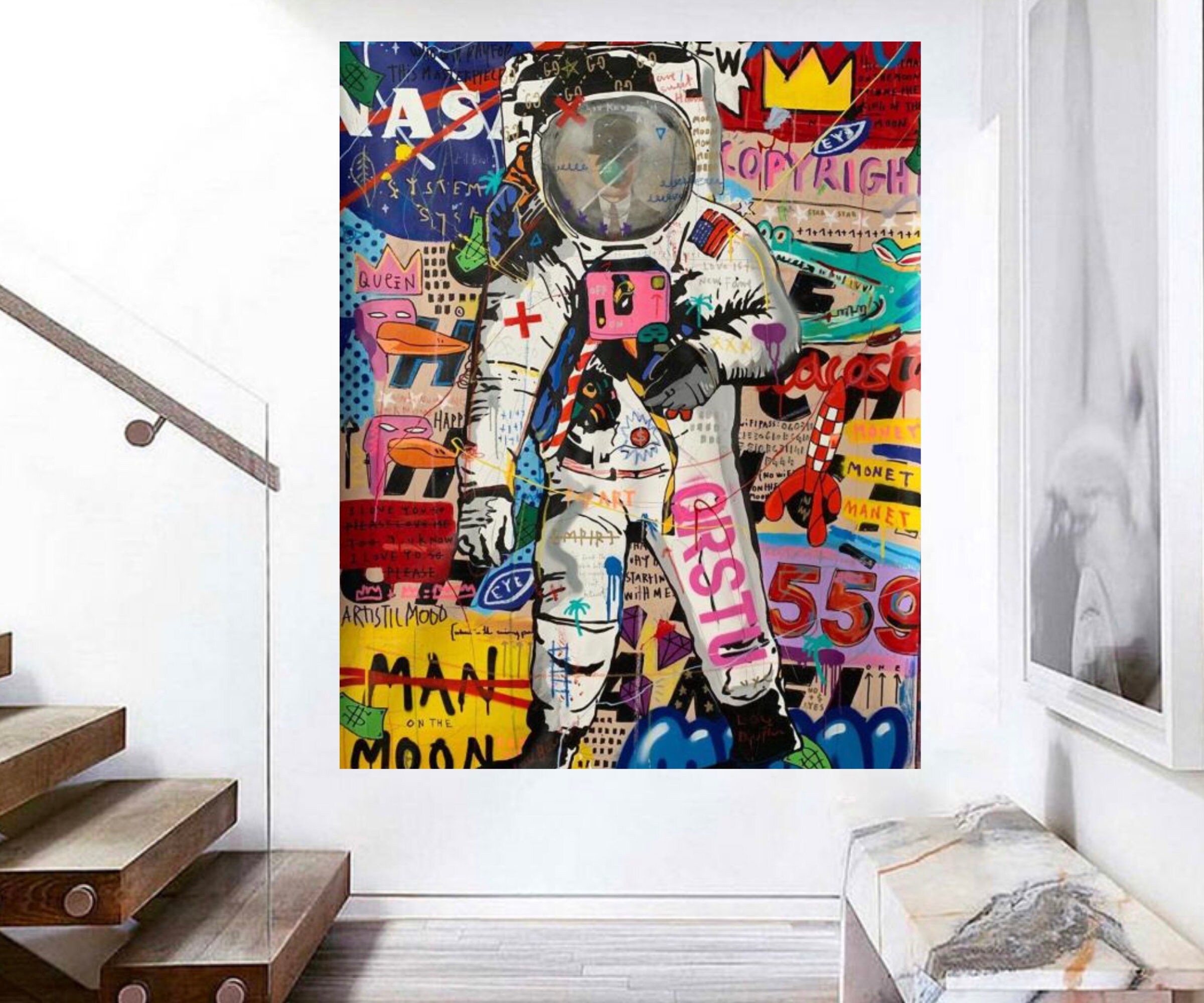 Graffiti, Pop Art, Modern Unique Paint , Cool Painting, Portrait, Wall Decor, Gift, Colourful Paint,