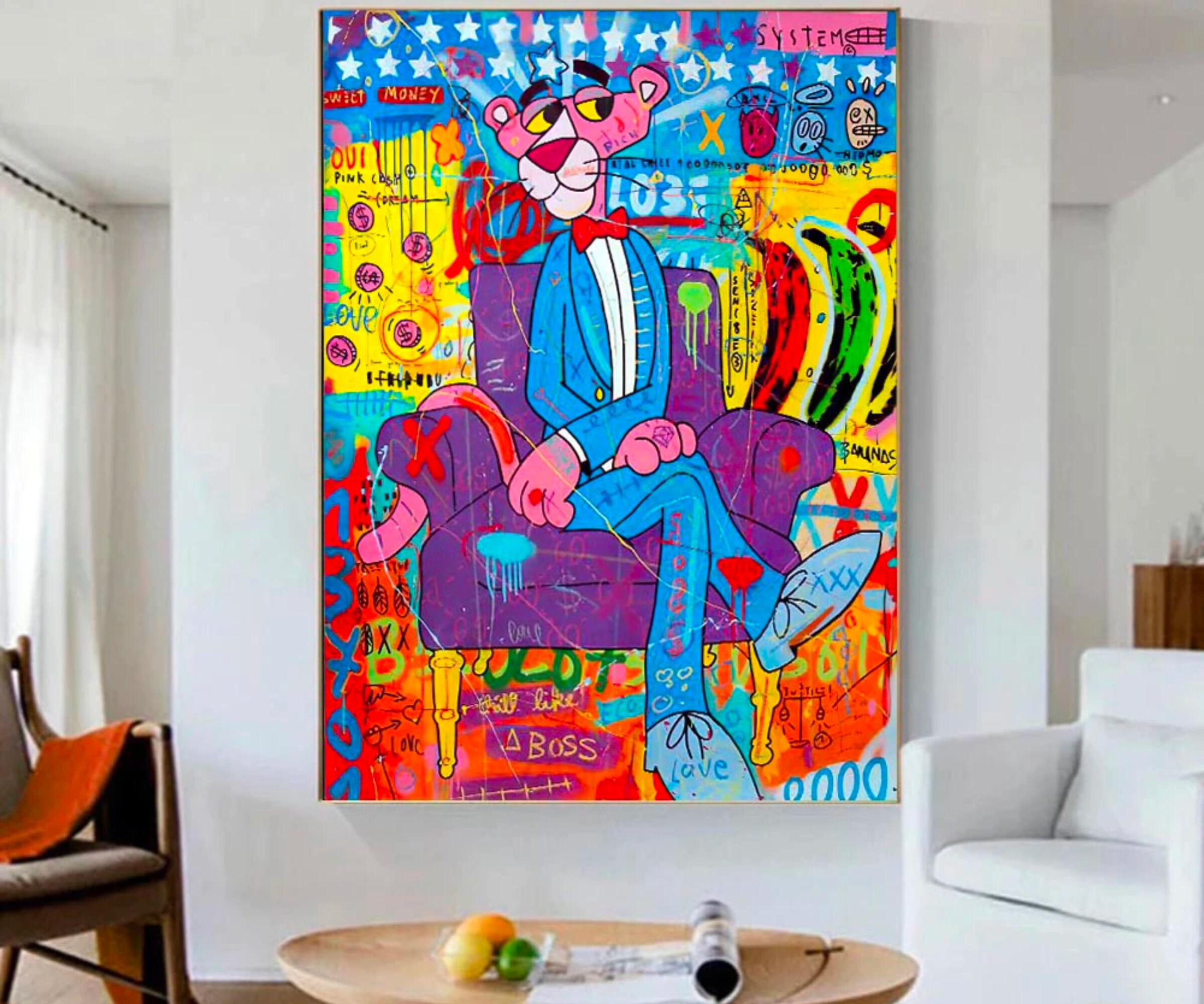 Graffiti, Pop Art, Modern Unique Paint , Cool Painting, Portrait, Wall Decor, Gift, Colourful Paint,