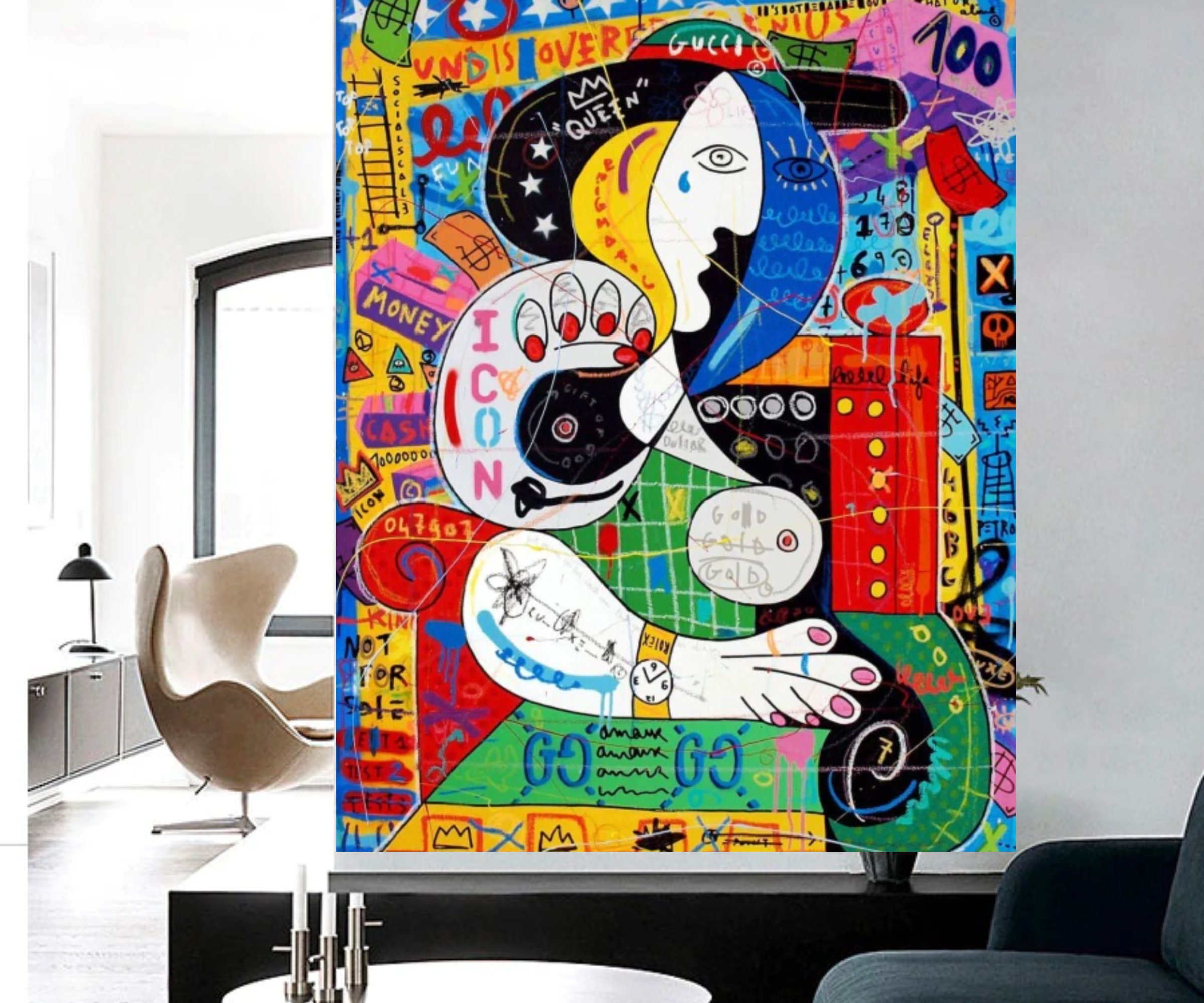 Graffiti, Pop Art, Modern Unique Paint , Cool Painting, Portrait, Wall Decor, Gift, Colourful Paint,