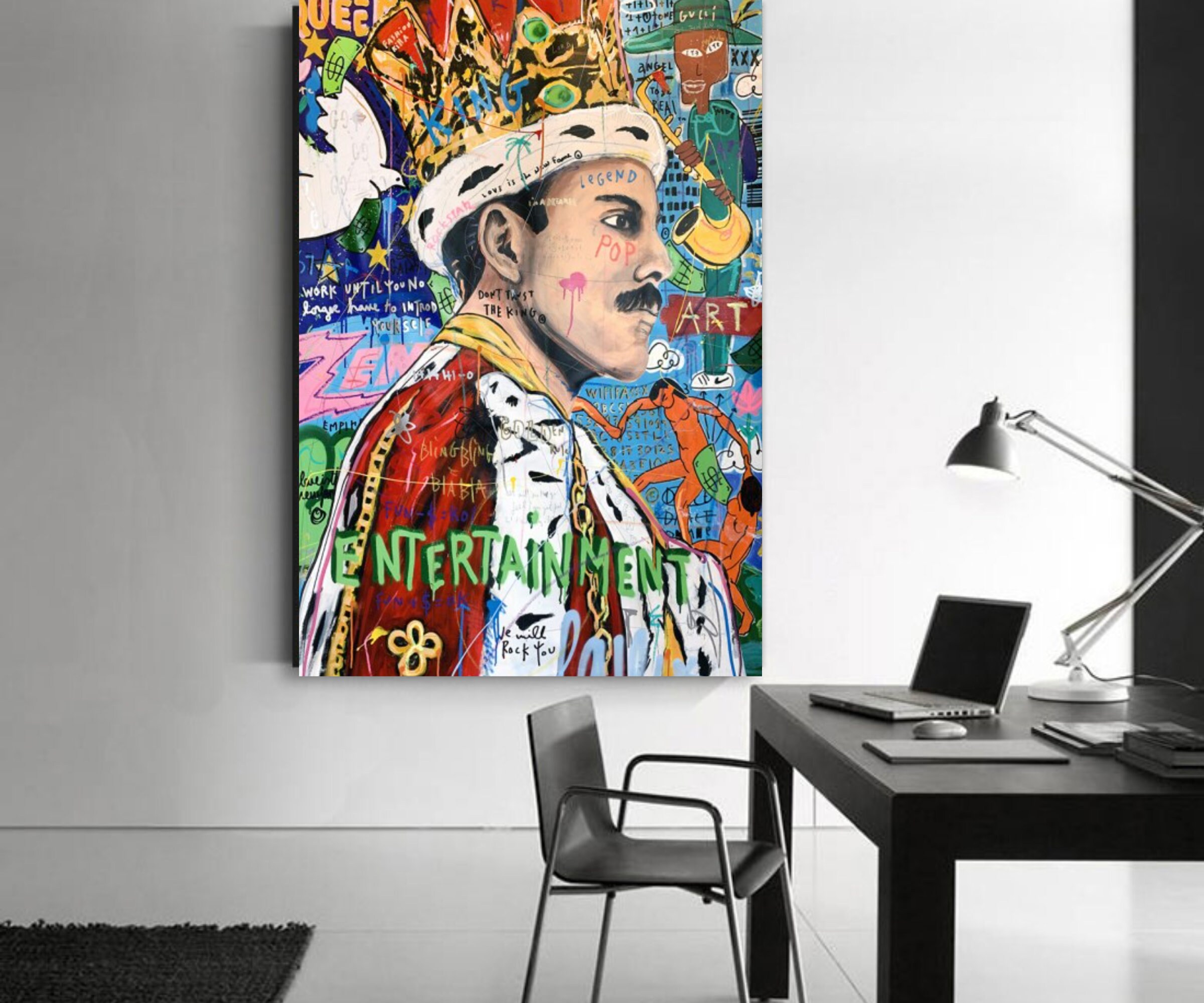 Graffiti, Pop Art, Modern Unique Paint , Cool Painting, Portrait, Wall Decor, Gift, Colourful Paint,