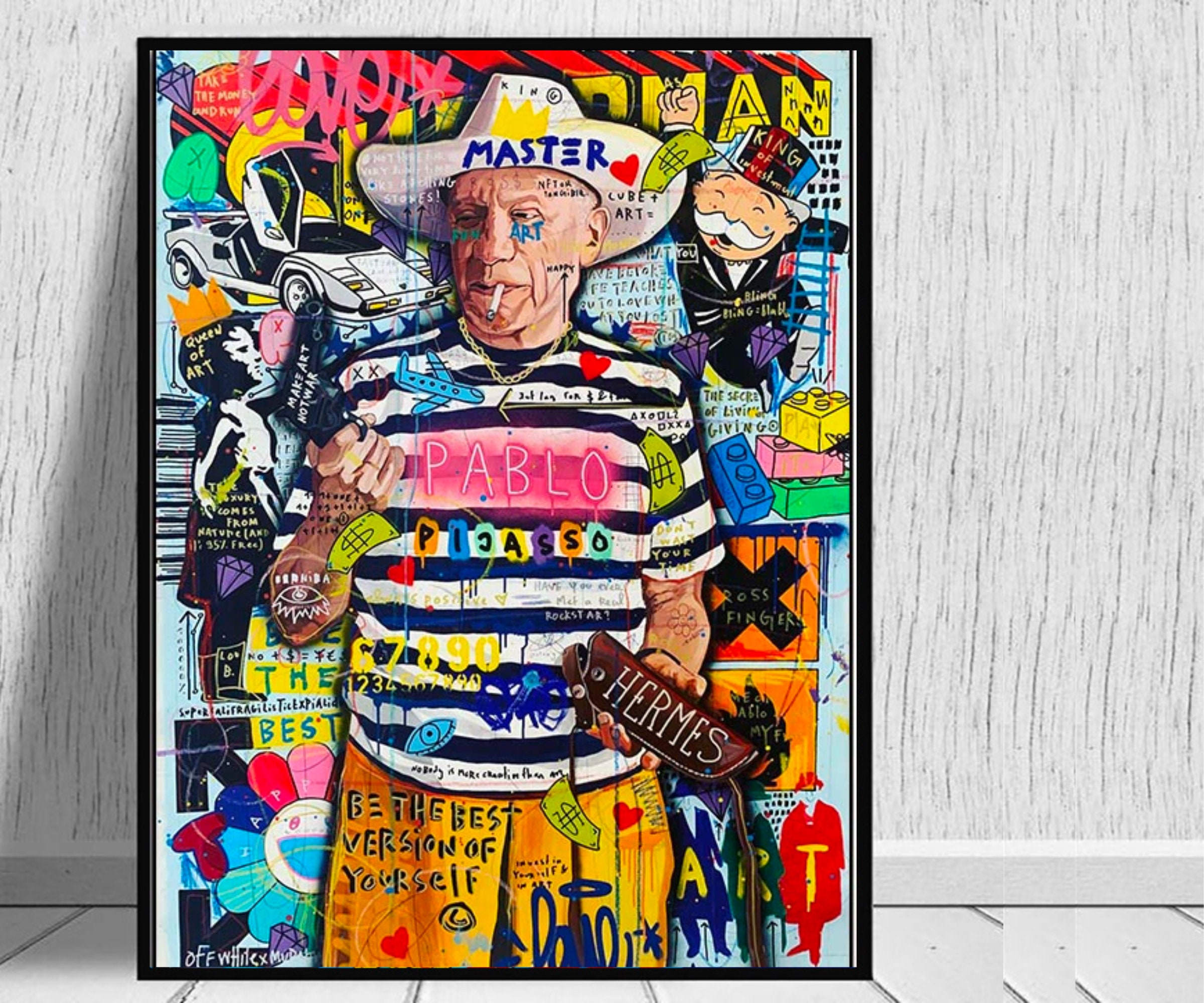 Graffiti, Pop Art, Modern Unique Paint , Cool Painting, Portrait, Wall Decor, Gift, Colourful Paint,