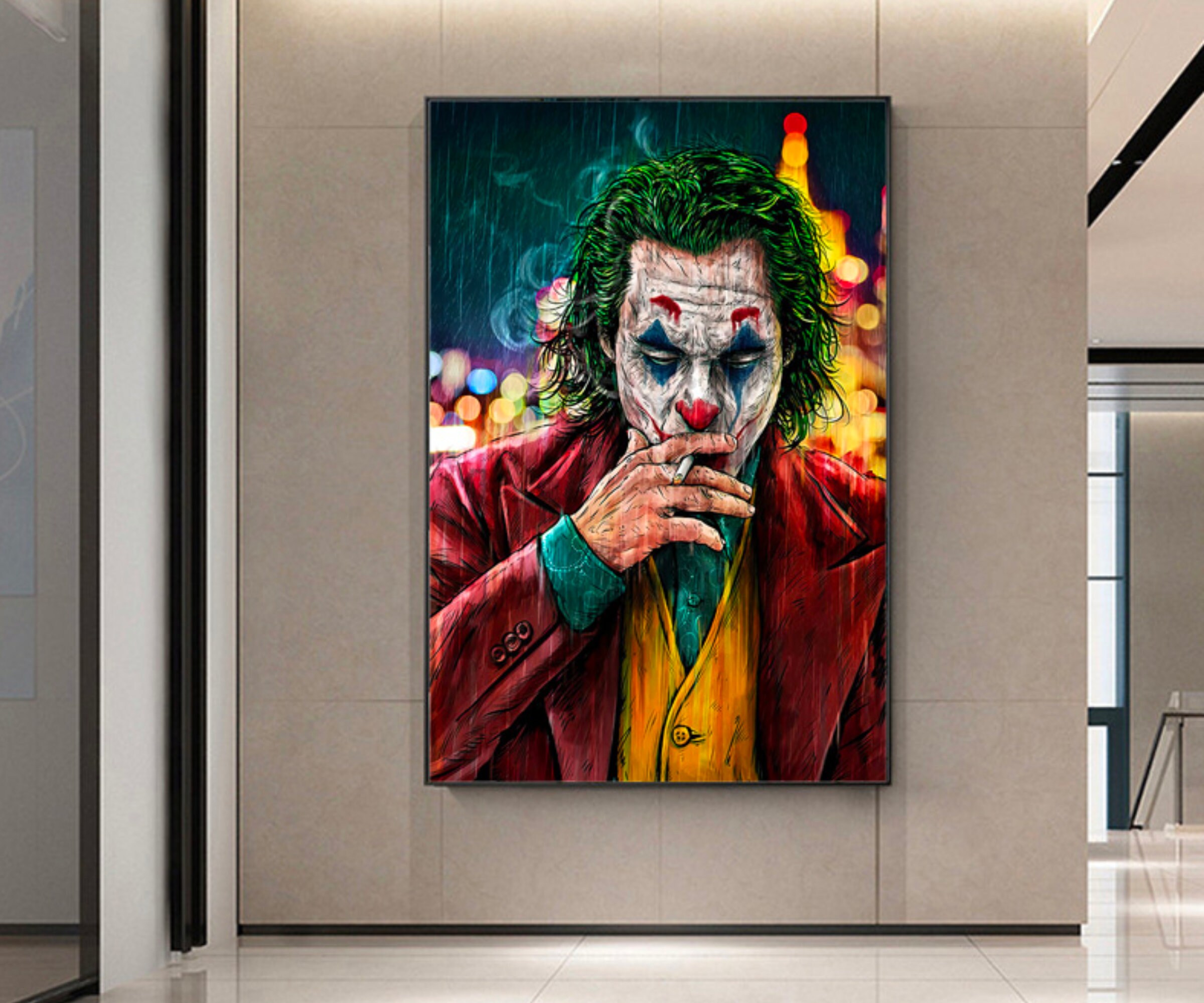 Joker Graffiti, Pop Art, Modern Art Joker, Cool Painting, Portrait, Wall Decor, Gift, Colourful Pain
