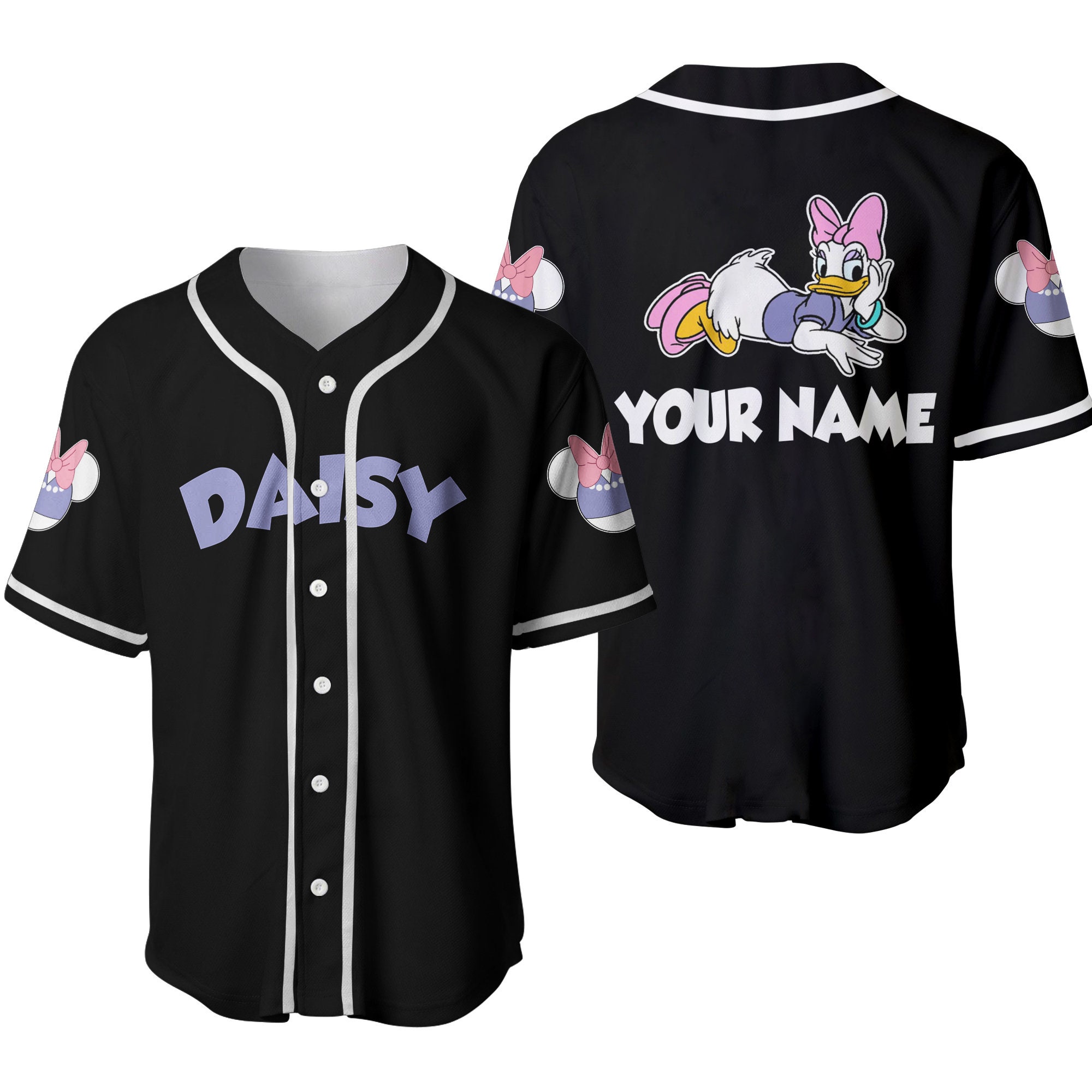 Daisy Duck Black Purple Disney Custom Baseball Jersey Personalized Shirt