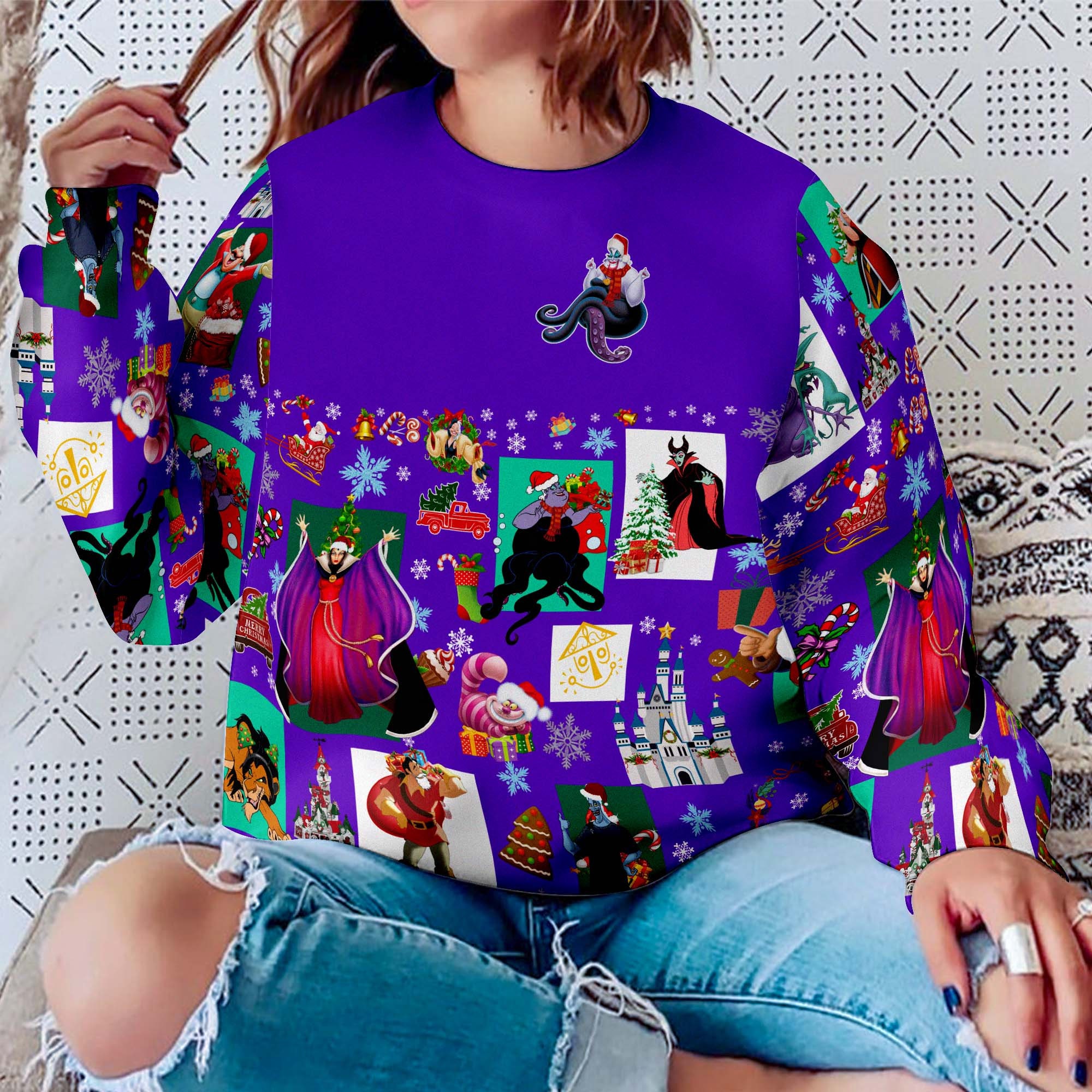 Ursula Pattern Xmas Violet 2022 Christmas Disney Cartoon Sweatshirt
