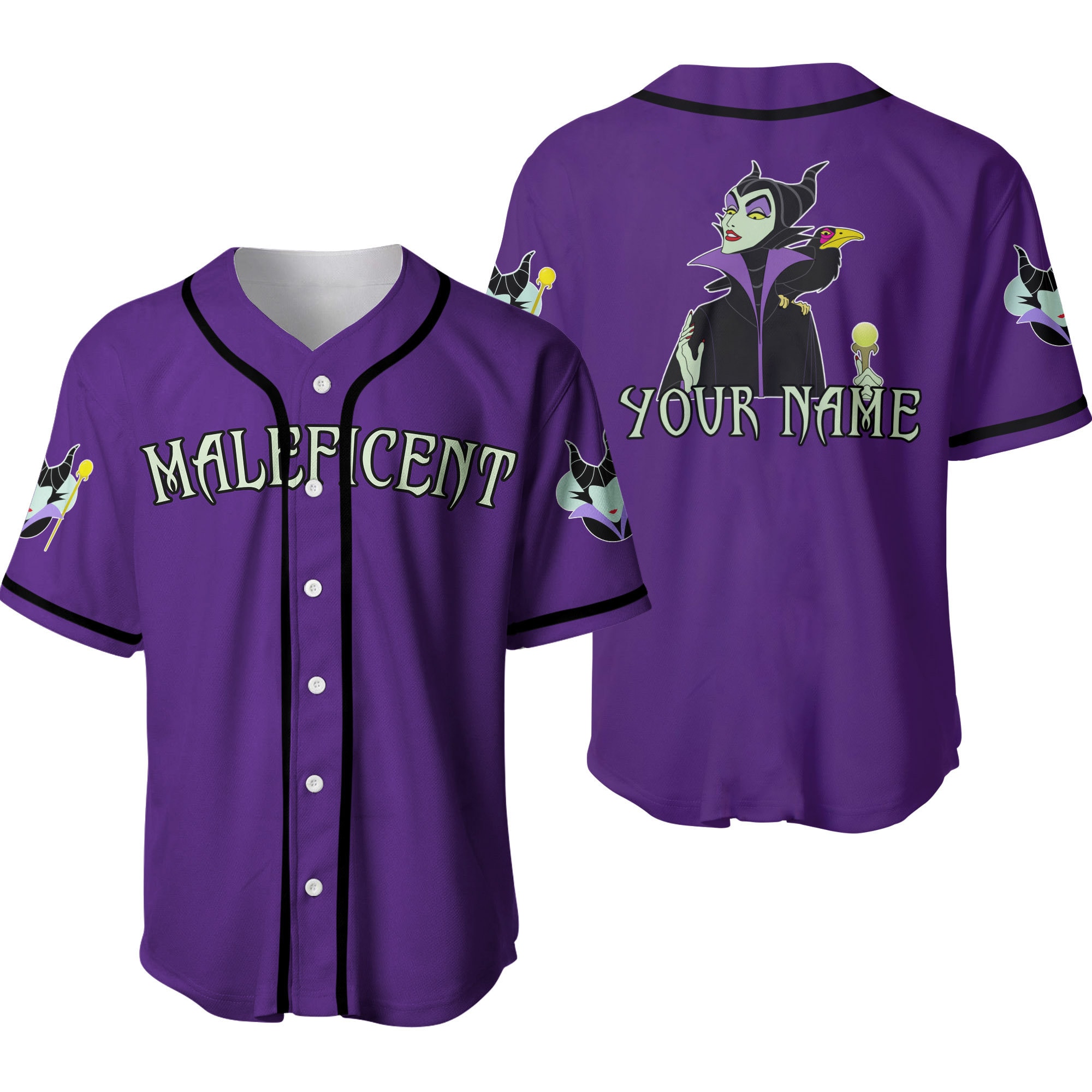 Maleficent Villains Purple Disney Custom Baseball Jersey Personalized Shirt