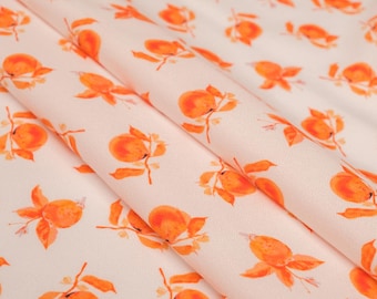 Italian Viscose Crepe Fabric / Orange Print Fabric by the yard /Wight 55 "/140 cm /Weight 105 GSM /Designer Italian Fabrics