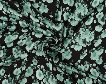 Oriental Print Viscose Satin Fabric - Italian Designer Fabric, 57" Wide