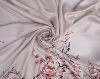 Luxury Italian Silk Twill – Cream Floral Border Print