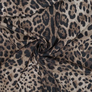 Leopard Print Silk Satin Fabric: Italian Stretch Silk, 55" Wide