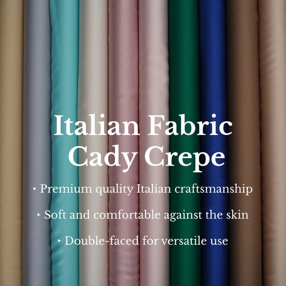 Italian Crepe Cady Alta Moda Fabric by the Meter – Double-Faced Viscose Blend, Premium Quality for Dresses, Blouses, Skirts