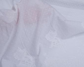 Designer Fabric Embroidery Cotton White Italian Fabric By the Yard