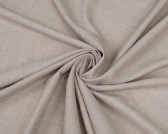 Italian Wool Flannel Fabric with Elastane – Beige Melange, Soft Wool Suiting Fabric for Jackets, Trousers & Dresses