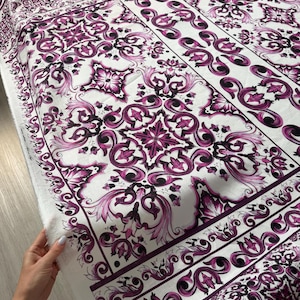 Italian Linen Designer Print Fabric Panel 130 x 140 cm Exclusive Collection Perfect Fabric for Clothing & Crafts