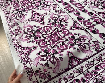 Italian Linen Designer Print Fabric Panel 130 x 140 cm Exclusive Collection Perfect Fabric for Clothing & Crafts