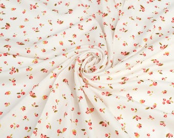Italian Viscose Crepe Fabric / Fruit Print Fabric by the yard /Wight 55 "/140 cm /Weight 105 GSM /Designer Italian Fabrics