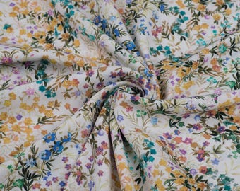 Italian Viscose Crepe Fabric Summer Floral Print Fabric By The Yard