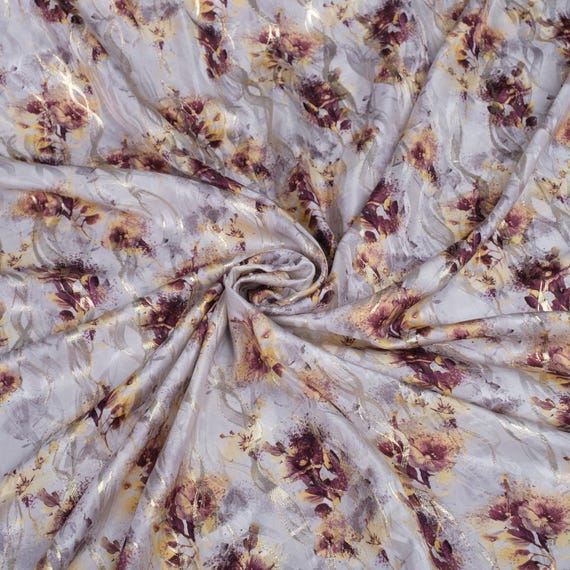 Silk Fabric Gold Thread By the Yard / Meter Original Italian Designer Fabric Silk Jacquard High Quality Silk For Clothes 55" Wide 105 GSM