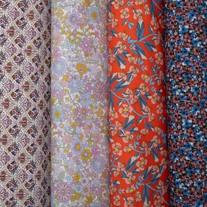 Tessuto di cotone tagliato su misura Tessuto di design Liberty London 5 stampe di fiori colorati 59 in larghezza