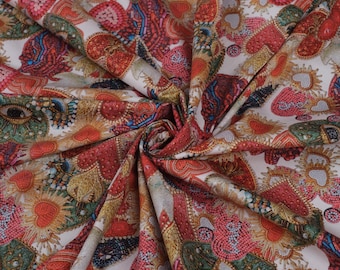 Italian Stretch Cotton Satin Fabric by the Yard Designer Fabric Exclusive  Print Poplin For Clothing & Craft 57" / 145 cm Wide