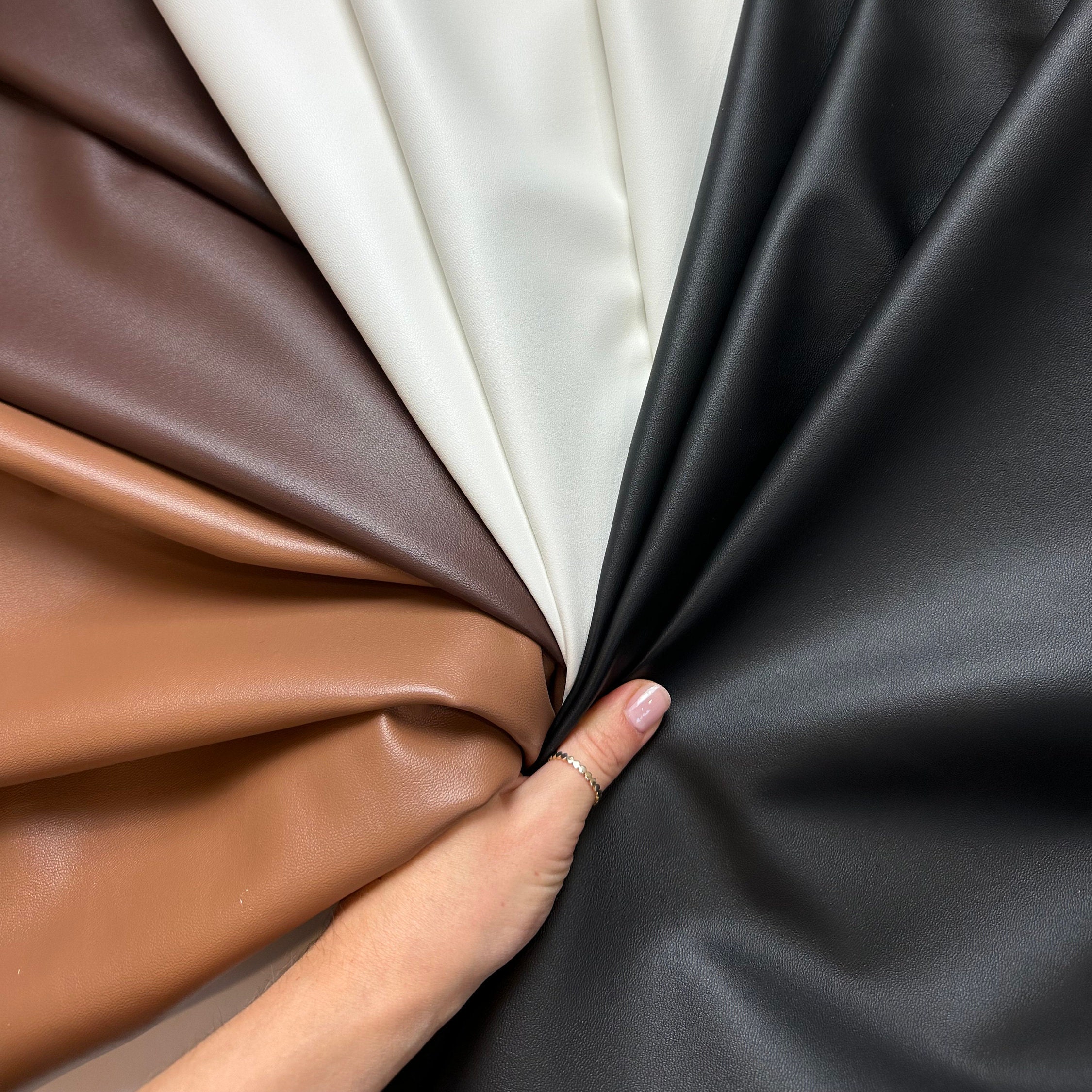 Faux Leather Fabric by the Yard, Crazy Horse Leather Fake Leather
