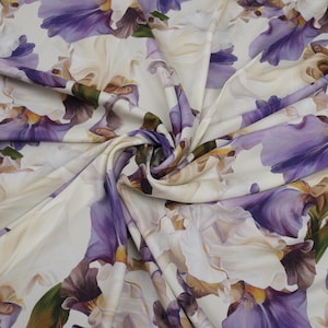 Italian Silk Fabric Satin Floral Print Matte Designer Fabric Silk Satin Stretch Premium Quality Silk Satin For Clothes & Craft