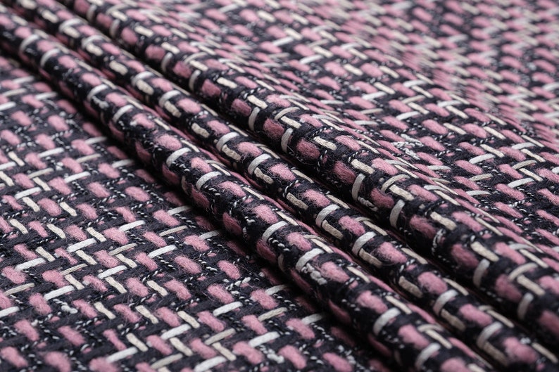 Italian TWEED by the Yard / Pink FABRIC Wool Tweed 430 Etsy