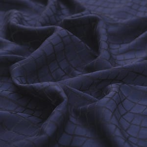 Navy Blue Viscose Silk Jacquard Fabric – Lightweight Drapey Dressmaking Material